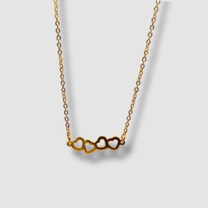 COLLIER 4 COEURS EN ACIER INOXYDABLE