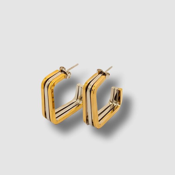 Créoles géométriques deux colors acier